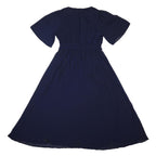 DOROTHY PERKINS Womens Navy Blue Day Polyester Dress Midi V-Neck Short Sleeve UK