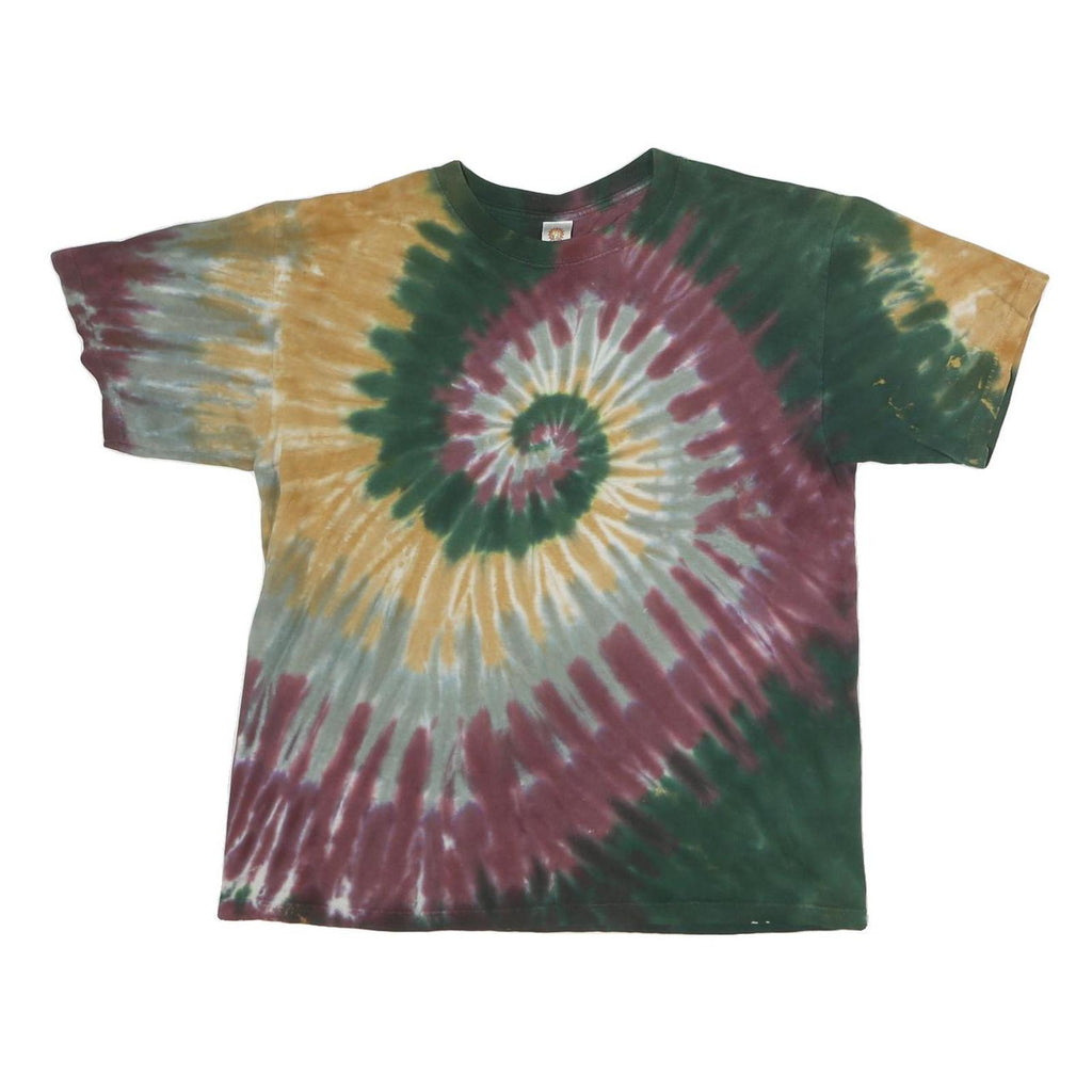 SUNDOG Mens Green & Brown Tie Dye T-Shirt M Short Sleeve Crew Neck Casual