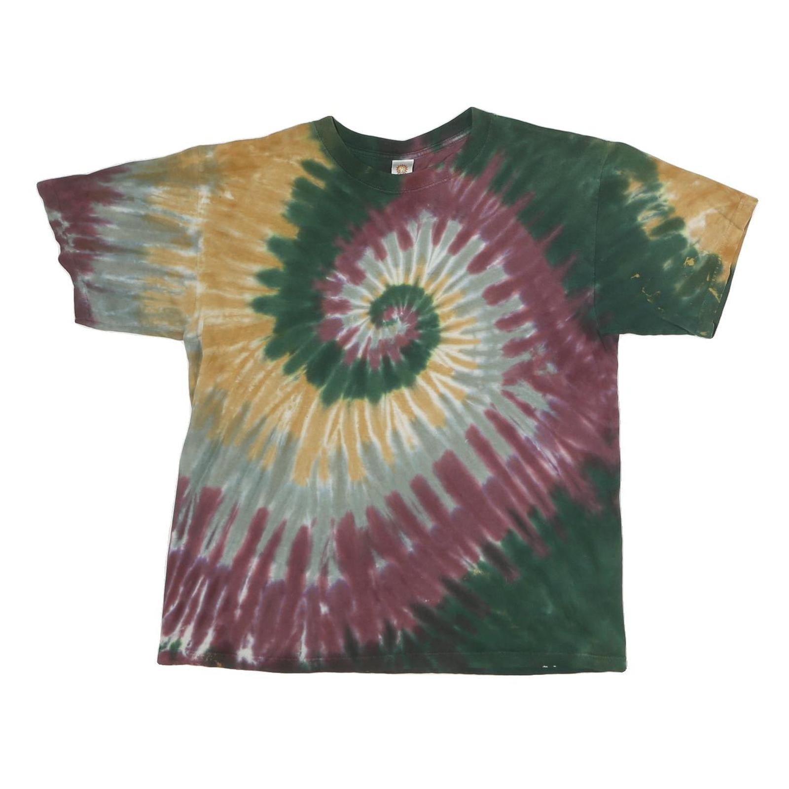 SUNDOG Mens Green & Brown Tie Dye T-Shirt M Short Sleeve Crew Neck Casual