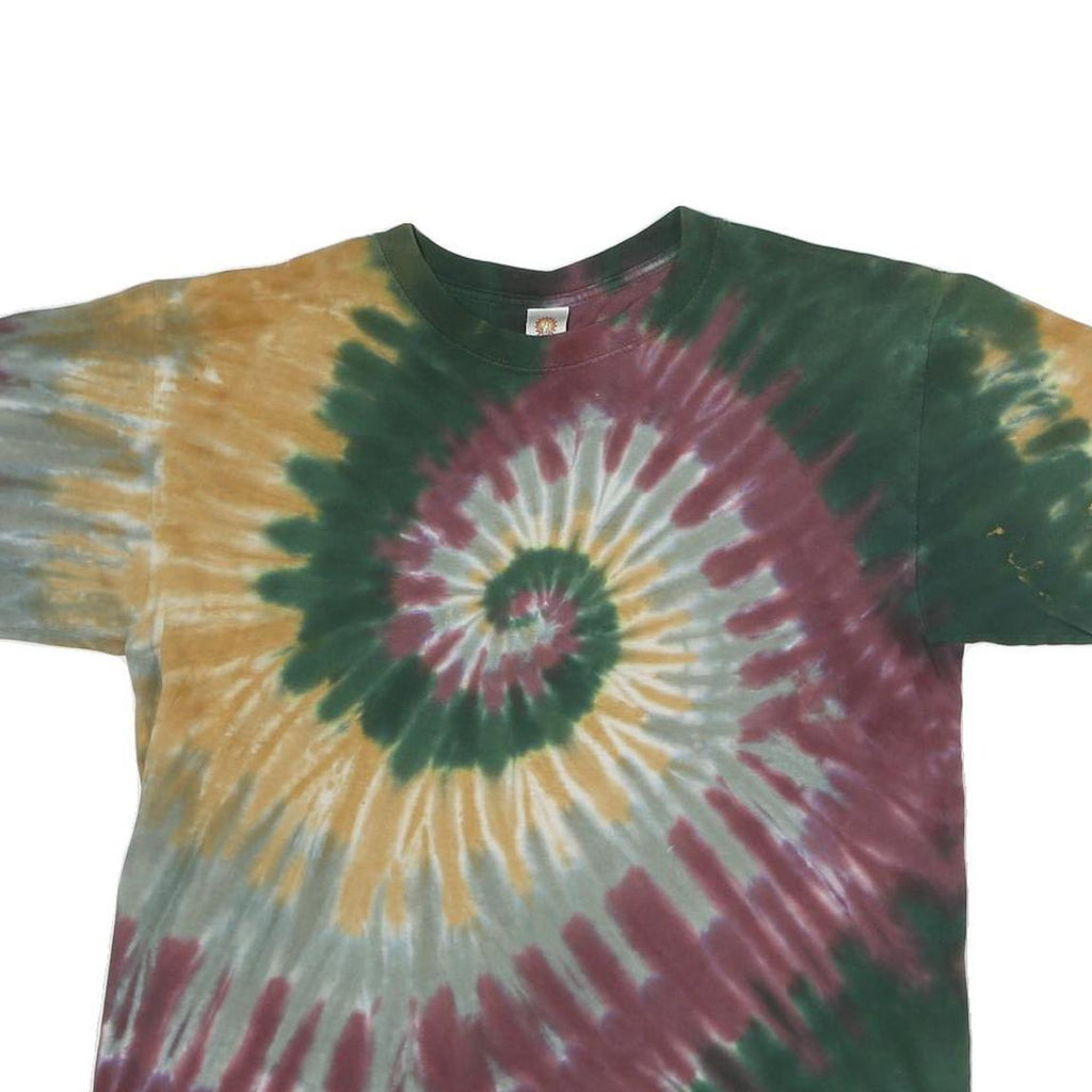SUNDOG Mens Green & Brown Tie Dye T-Shirt M Short Sleeve Crew Neck Casual