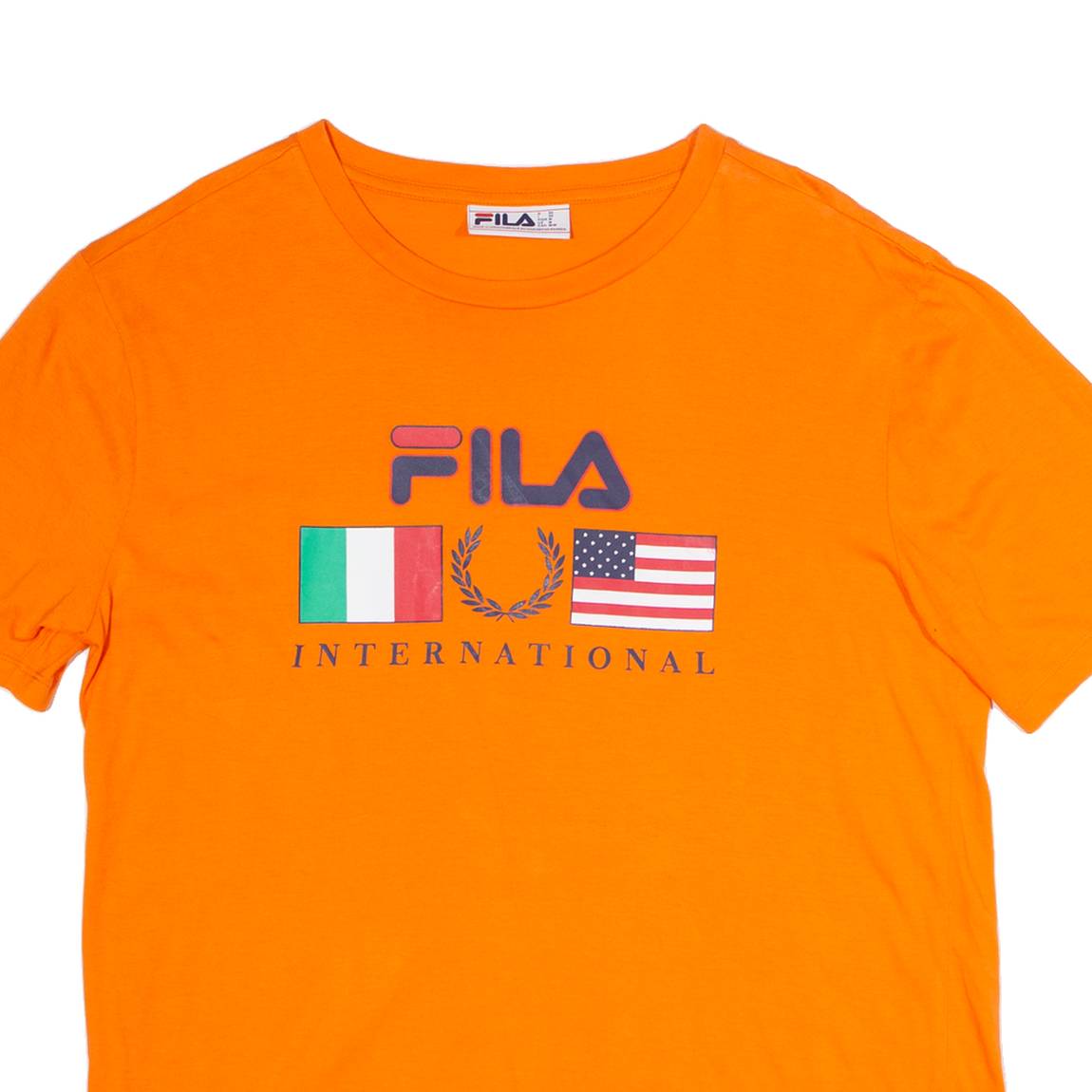 FILA Mens T-Shirt Orange USA Crew Neck M