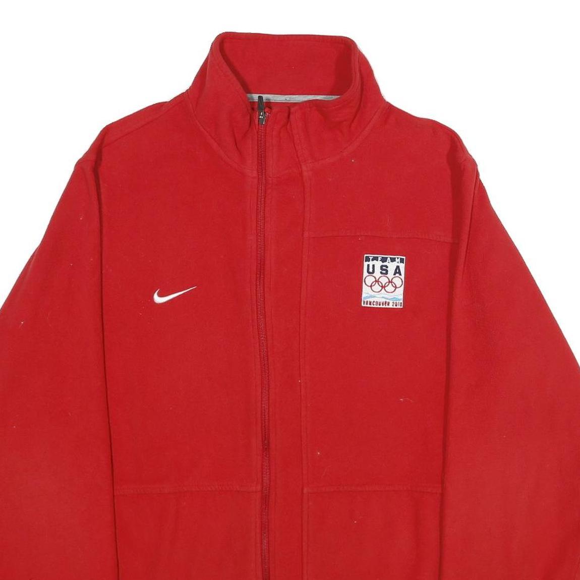 NIKE Mens Red Team USA Olympic Jacket XL Polyester Zip Fair Isle Sportswear
