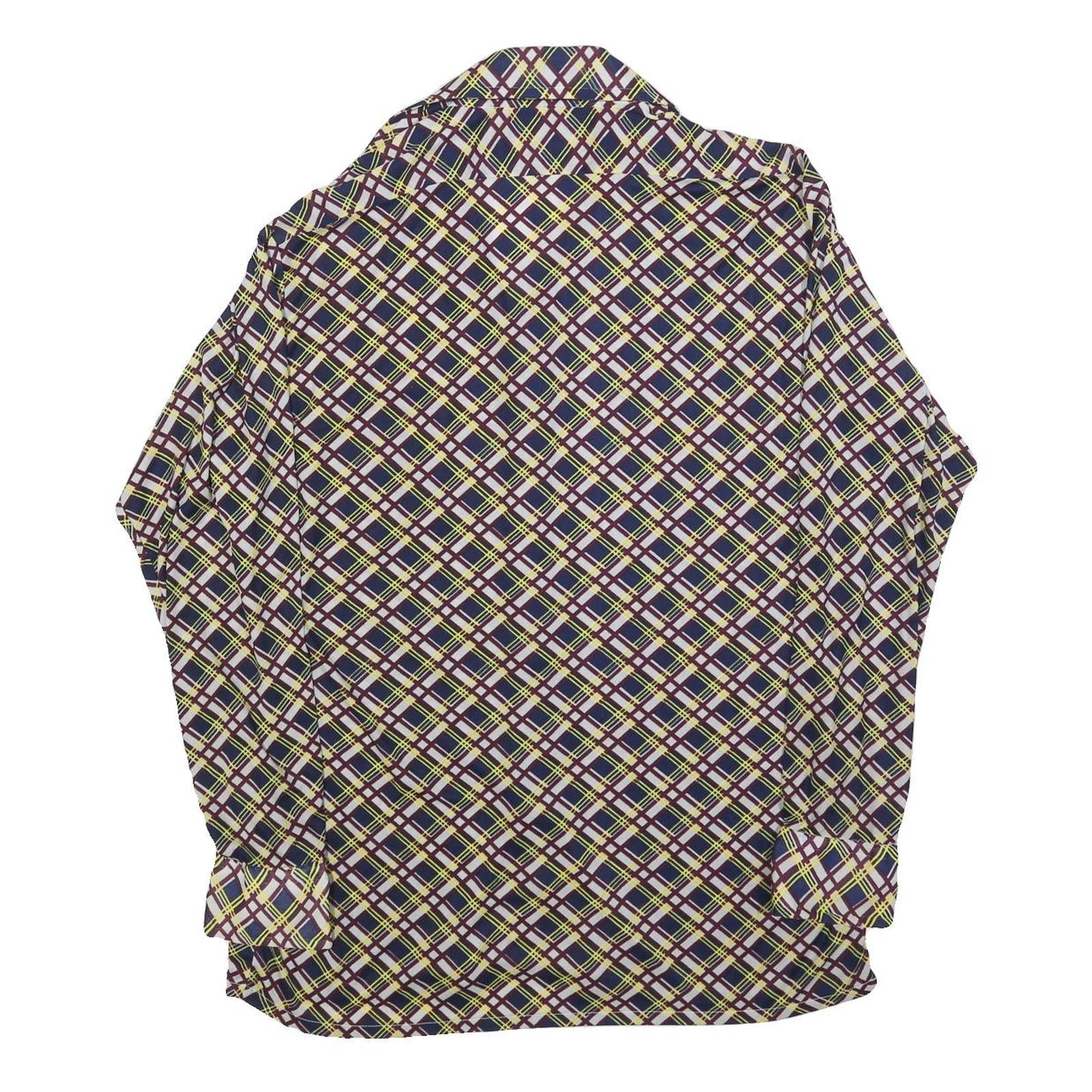 BANYAN Mens Blue Maroon & Yellow Checked Shirt L Classic Nylon Long Sleeve