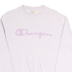 CHAMPION REVERSE WEAVE Womens White Lilac Crew Neck M Signature Logo Sweatshirt