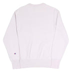 CHAMPION REVERSE WEAVE Womens White Lilac Crew Neck M Signature Logo Sweatshirt