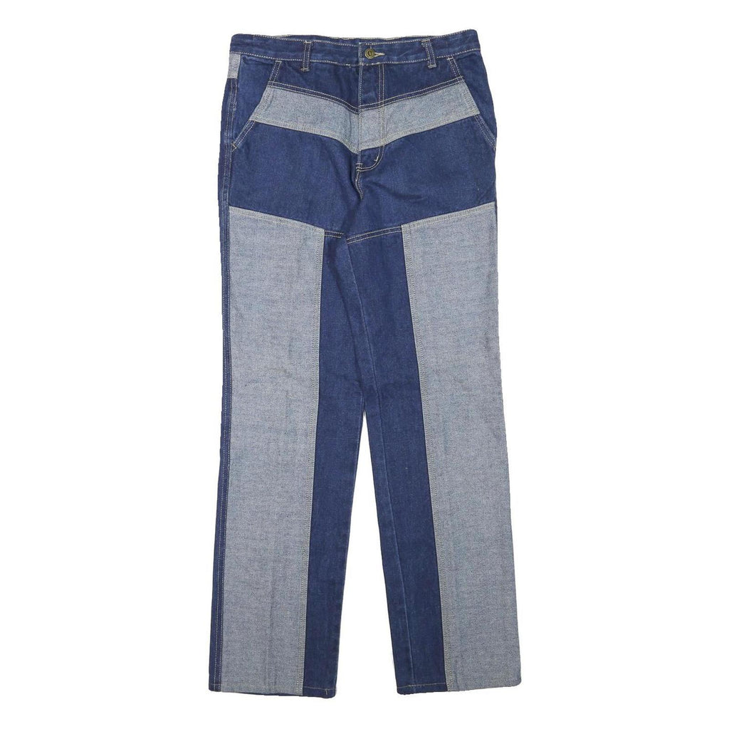 Womens Patchwork Blue Denim Regular Fit Straight Leg Jeans Cotton Blend W30 L30