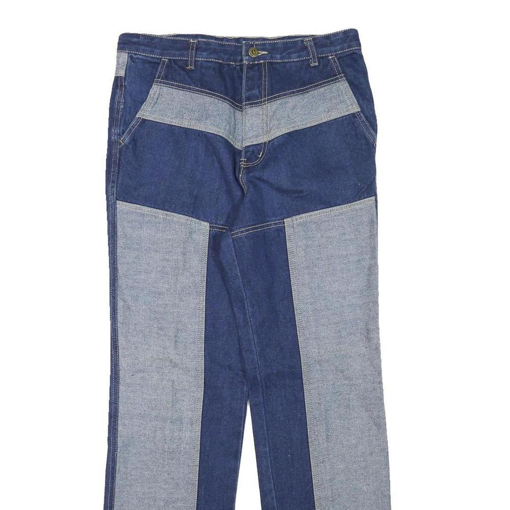 Womens Patchwork Blue Denim Regular Fit Straight Leg Jeans Cotton Blend W30 L30
