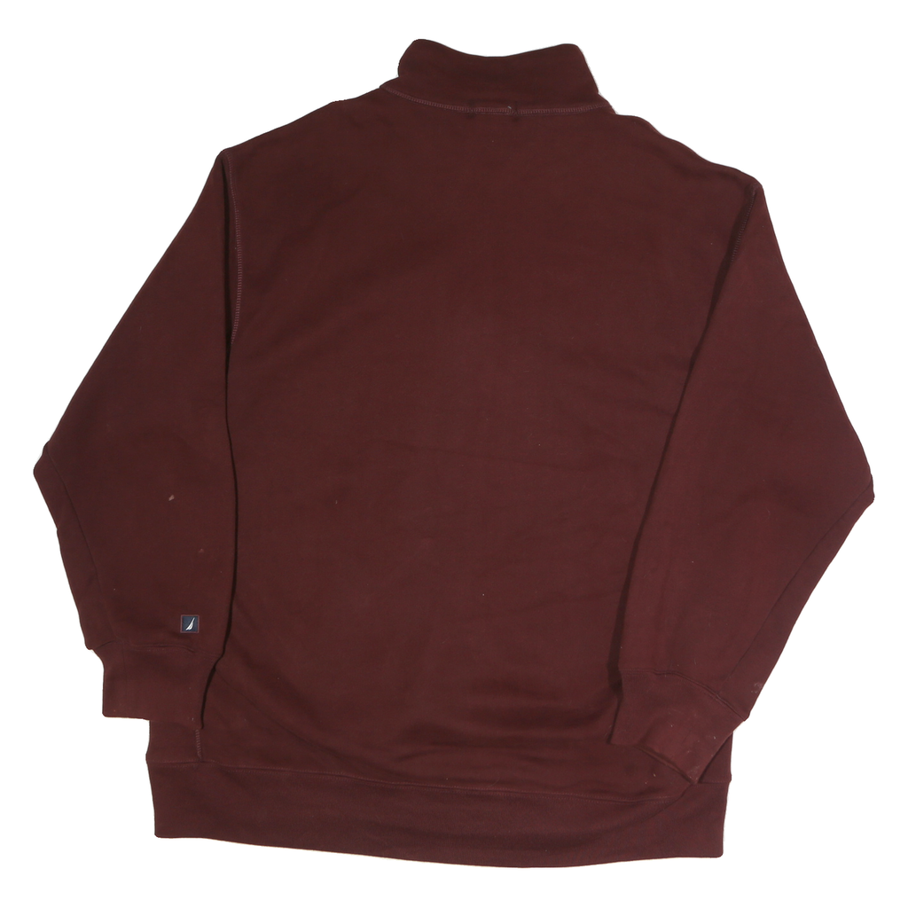 NAUTICA Mens Maroon 1/4 Zip Hoodie 2XL Cotton Pullover Sweatshirt