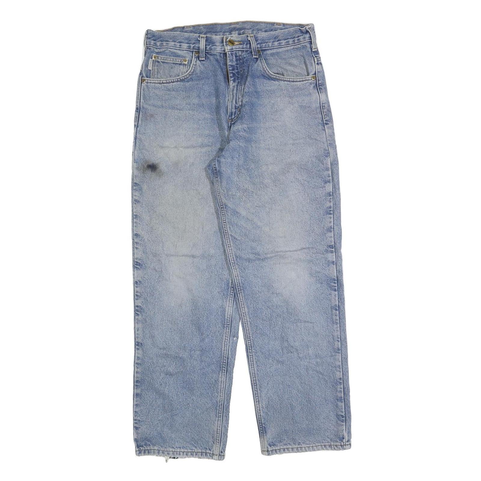 CARHARTT Mens Jeans Blue Regular Straight Denim Stone Wash W32 L30 Casual