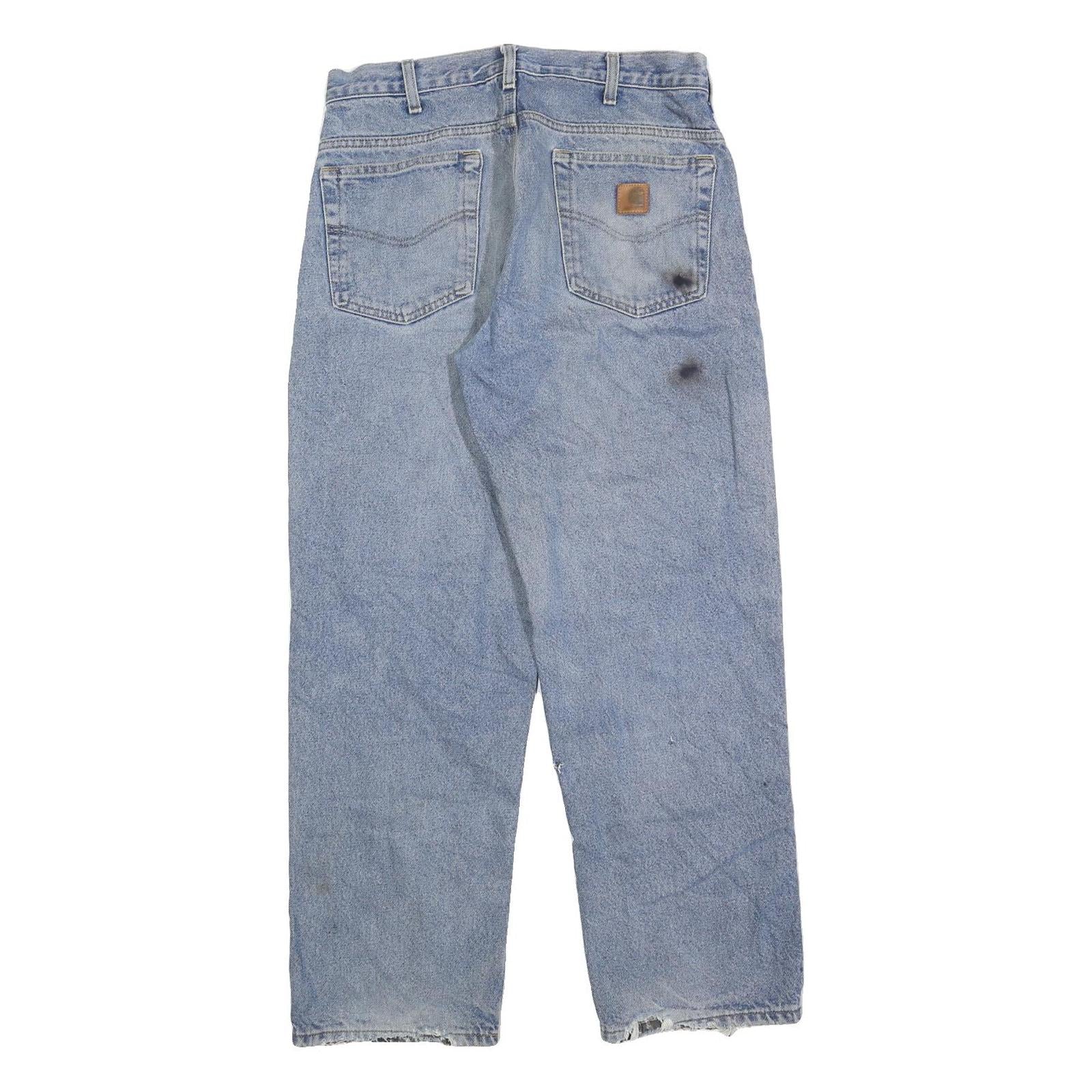 CARHARTT Mens Jeans Blue Regular Straight Denim Stone Wash W32 L30 Casual