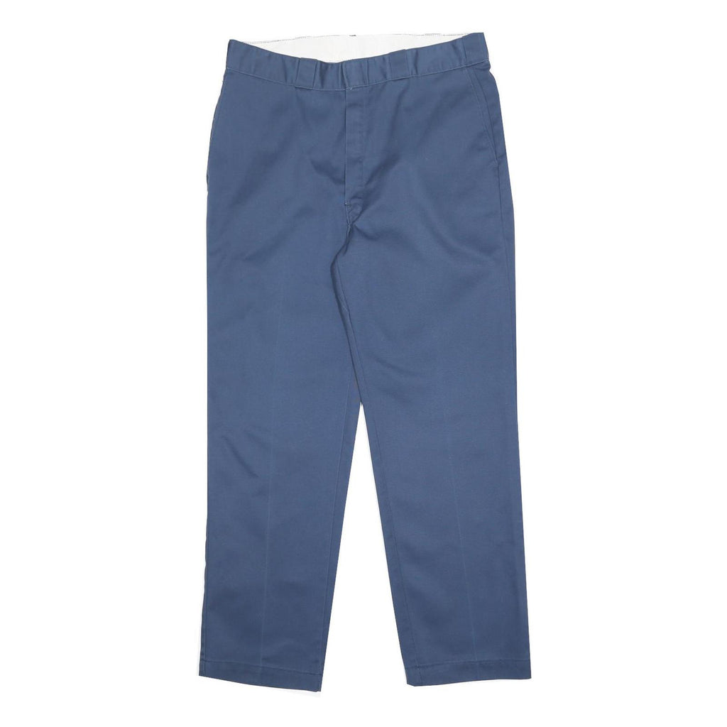 DICKIES Mens Regular Fit Blue Cotton Blend Trousers W36 L32 Workwear Zip Closure
