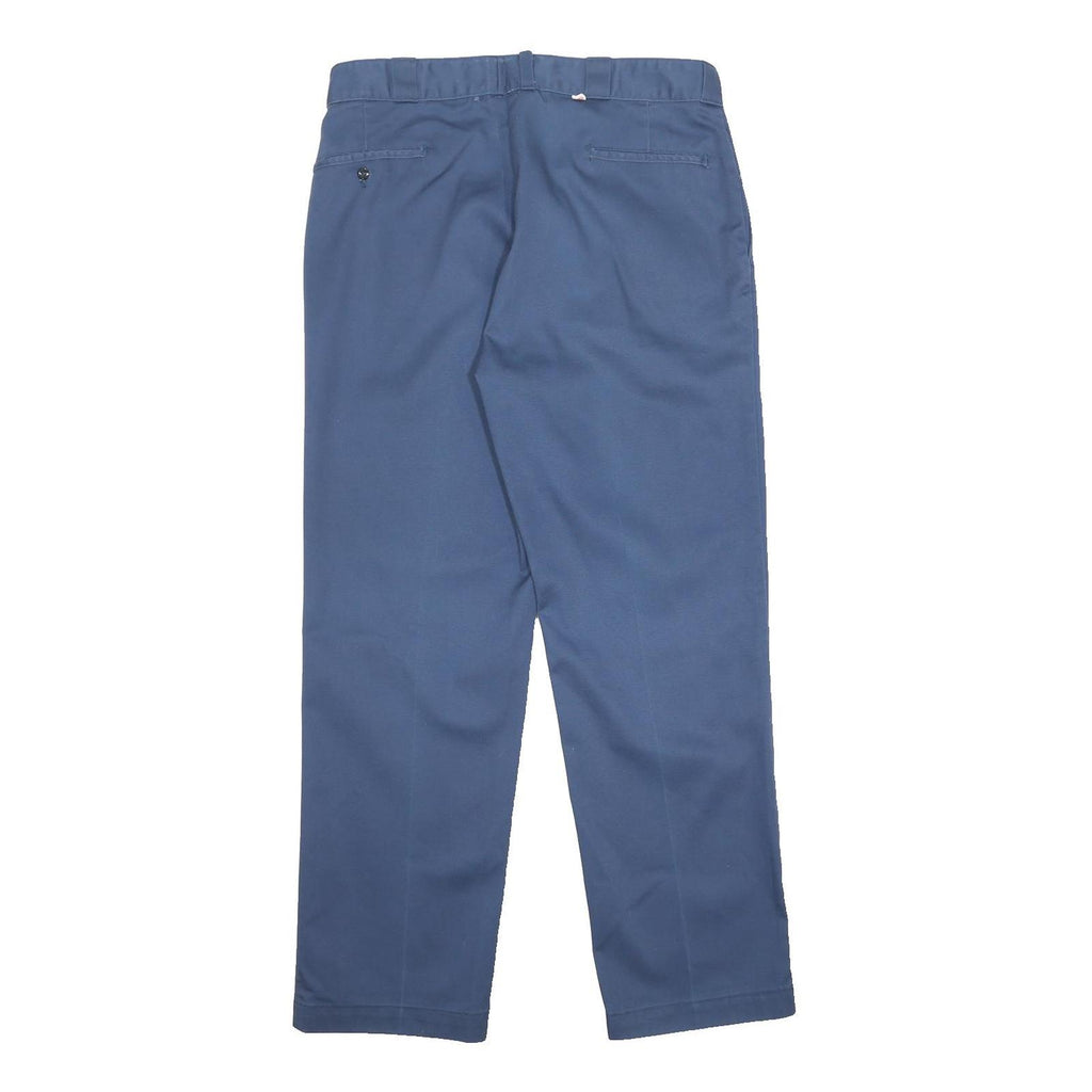 DICKIES Mens Regular Fit Blue Cotton Blend Trousers W36 L32 Workwear Zip Closure
