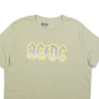 ACDC Womens Beige Graphic T-Shirt L Short Sleeve Crew Neck Cotton Blend Band Tee