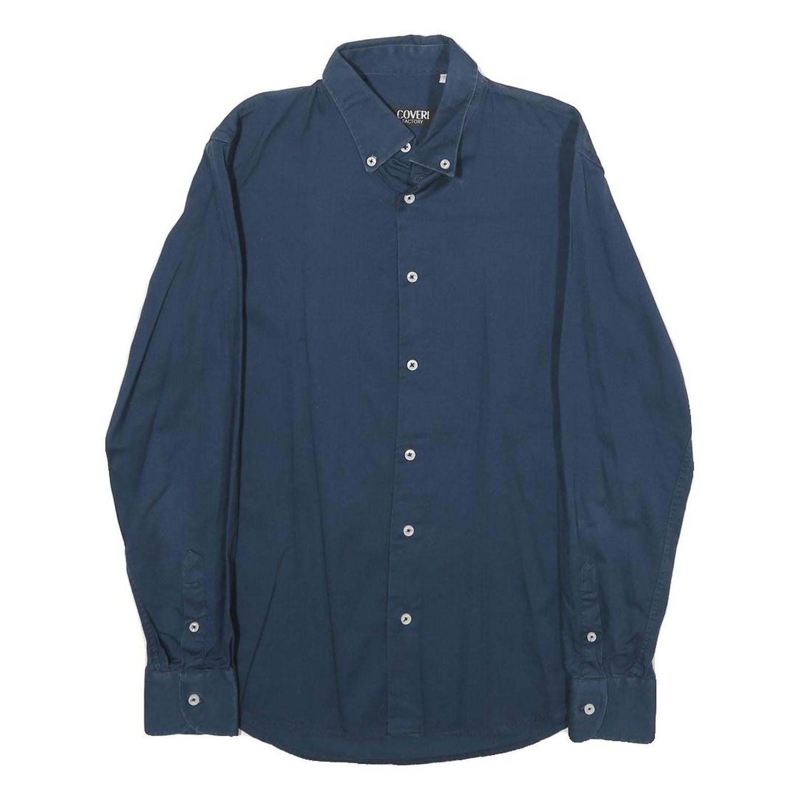 COVERI FACTORY Mens Blue Shirt S Button-Down Collar Long Sleeve Classic Fit