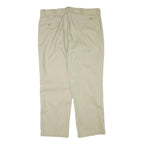 DICKIES Mens Cotton Blend Beige Regular Fit Straight Leg Trousers W38 L28
