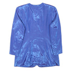 Womens Blue Synthetic Jacket M Plain Button Closure Elegant Lightweight