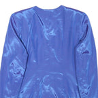 Womens Blue Synthetic Jacket M Plain Button Closure Elegant Lightweight