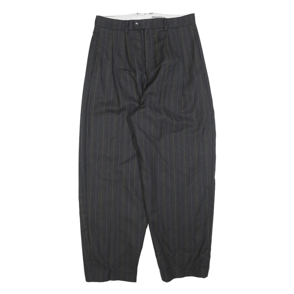 BUSINESSMAN Mens Regular Fit Grey Striped Straight Leg Trousers W32 L28