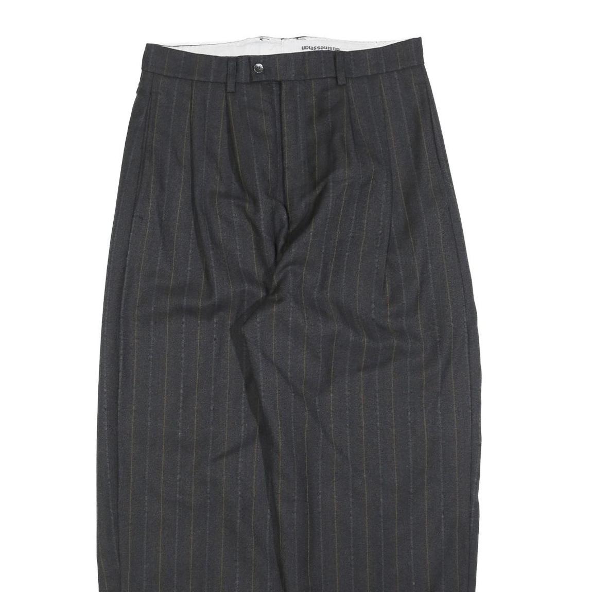 BUSINESSMAN Mens Regular Fit Grey Striped Straight Leg Trousers W32 L28