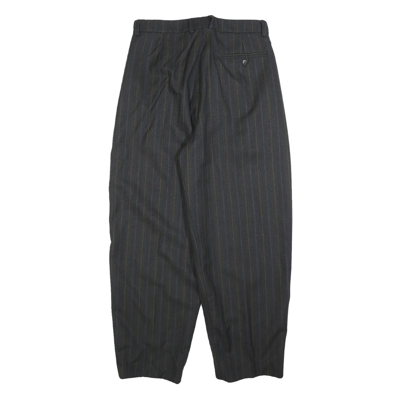 BUSINESSMAN Mens Regular Fit Grey Striped Straight Leg Trousers W32 L28