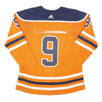 ADIDAS Mens Orange & Navy Graphic T-Shirt 2XL Long Sleeve Crew Neck NHL Oilers