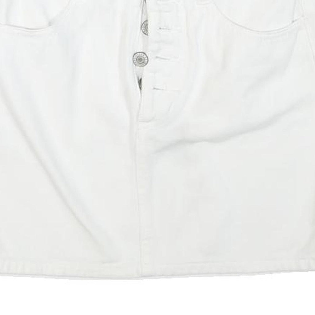 Womens White Mini Cotton Blend Button Skirt XS Casual Denim Style Summer