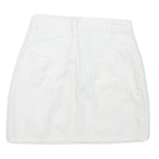 Womens White Mini Cotton Blend Button Skirt XS Casual Denim Style Summer