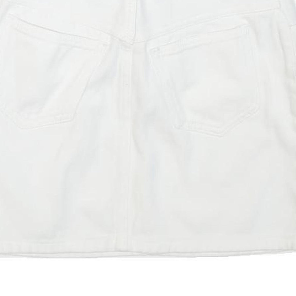 Womens White Mini Cotton Blend Button Skirt XS Casual Denim Style Summer
