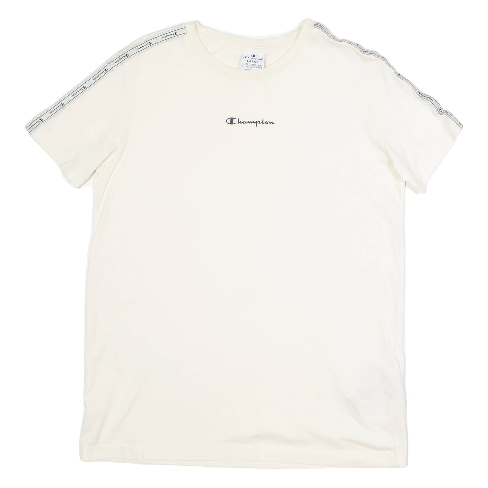 CHAMPION Womens T-Shirt Cream Crew Neck L