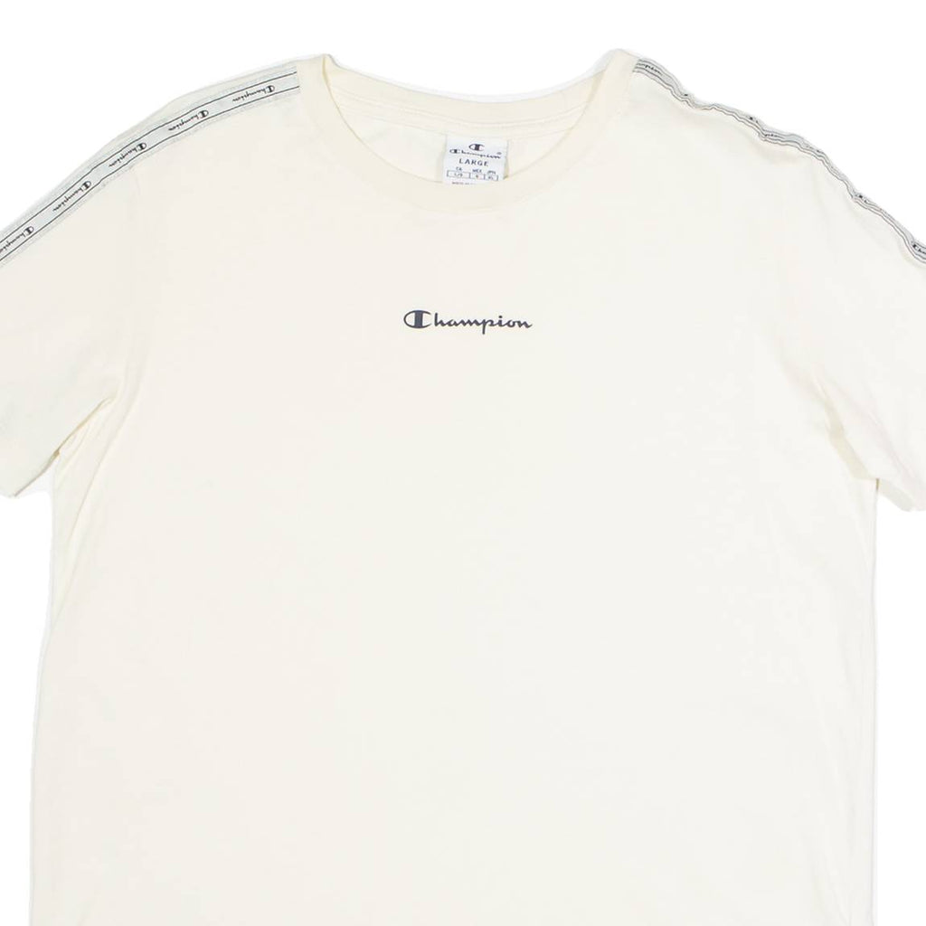 CHAMPION Womens T-Shirt Cream Crew Neck L