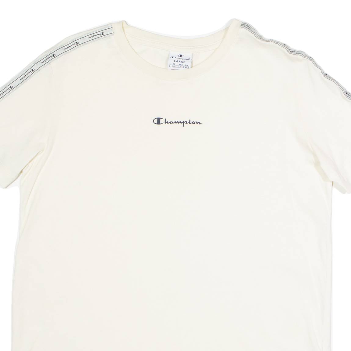 CHAMPION Womens T-Shirt Cream Crew Neck L