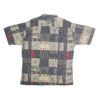 PIERRE CARDIN Mens Grey & Beige Rayon Shirt L Short Sleeve Button Casual Summer