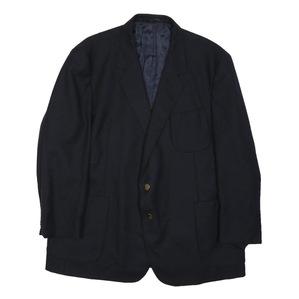 Mens Black Coach Wool Button Jacket XL Woven Plain Tailored Formal Wear