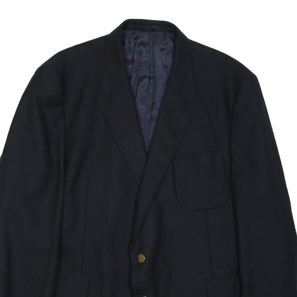 Mens Black Coach Wool Button Jacket XL Woven Plain Tailored Formal Wear
