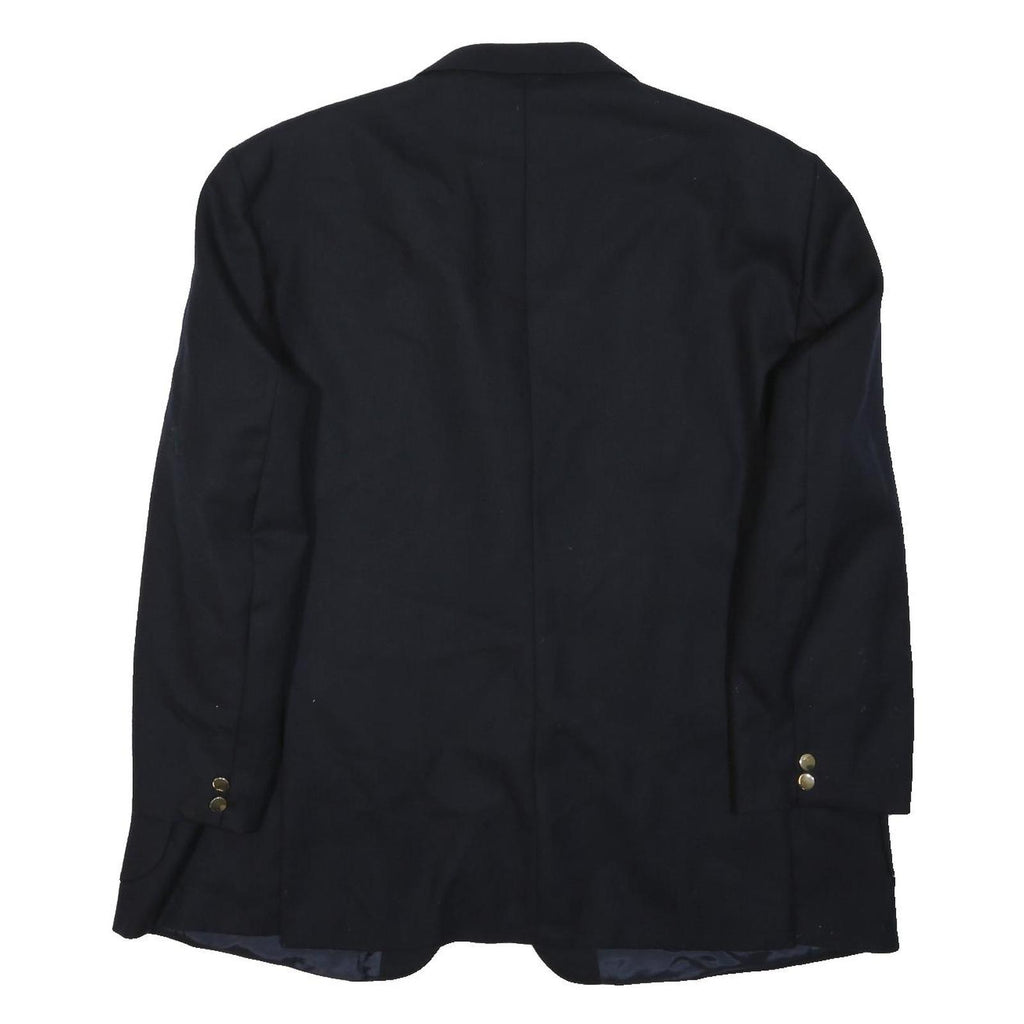 Mens Black Coach Wool Button Jacket XL Woven Plain Tailored Formal Wear