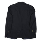 Mens Black Coach Wool Button Jacket XL Woven Plain Tailored Formal Wear