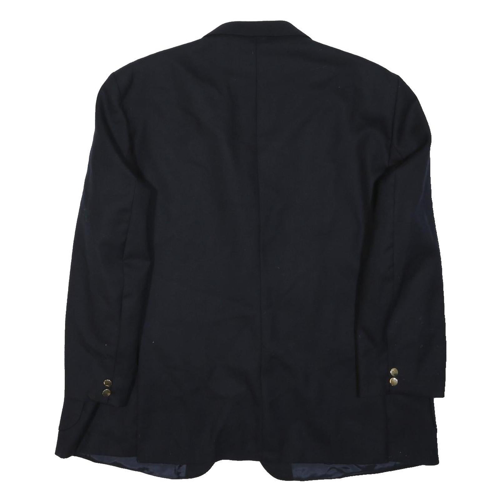 Mens Black Coach Wool Button Jacket XL Woven Plain Tailored Formal Wear