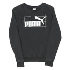 PUMA Womens Black Cotton Blend Crew Neck UK 10 Logo Sweatshirt Casual