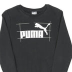 PUMA Womens Black Cotton Blend Crew Neck UK 10 Logo Sweatshirt Casual