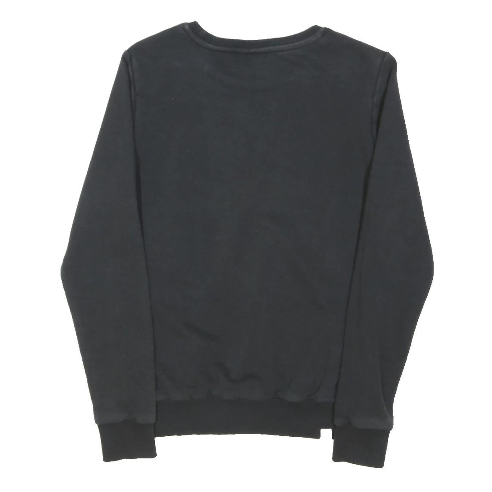 PUMA Womens Black Cotton Blend Crew Neck UK 10 Logo Sweatshirt Casual