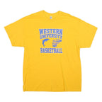 GILDAN Mens Yellow Western University Basketball T-Shirt XL Short Sleeve Crew
