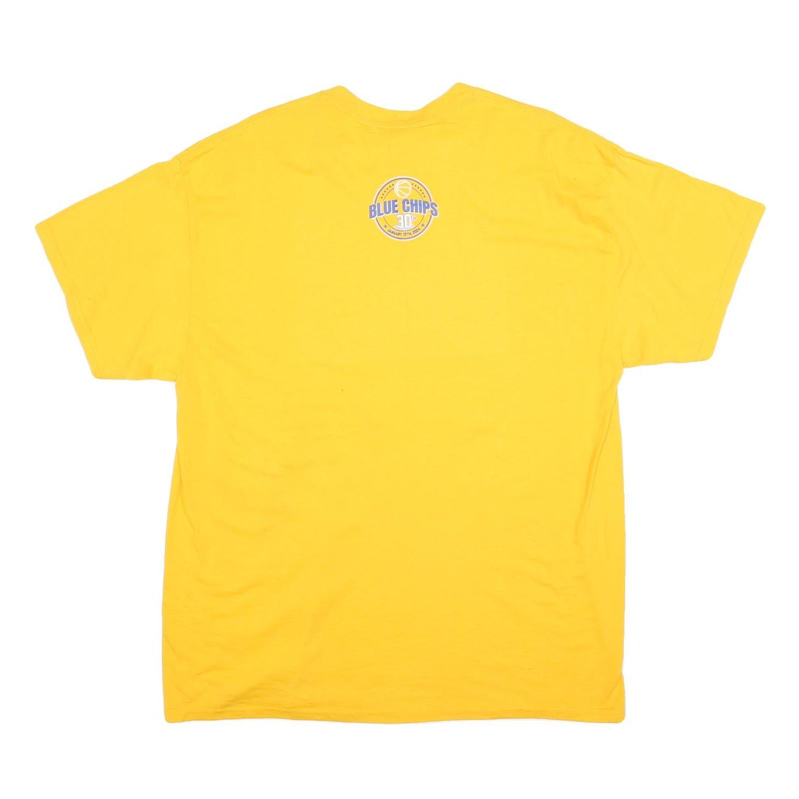 GILDAN Mens Yellow Western University Basketball T-Shirt XL Short Sleeve Crew