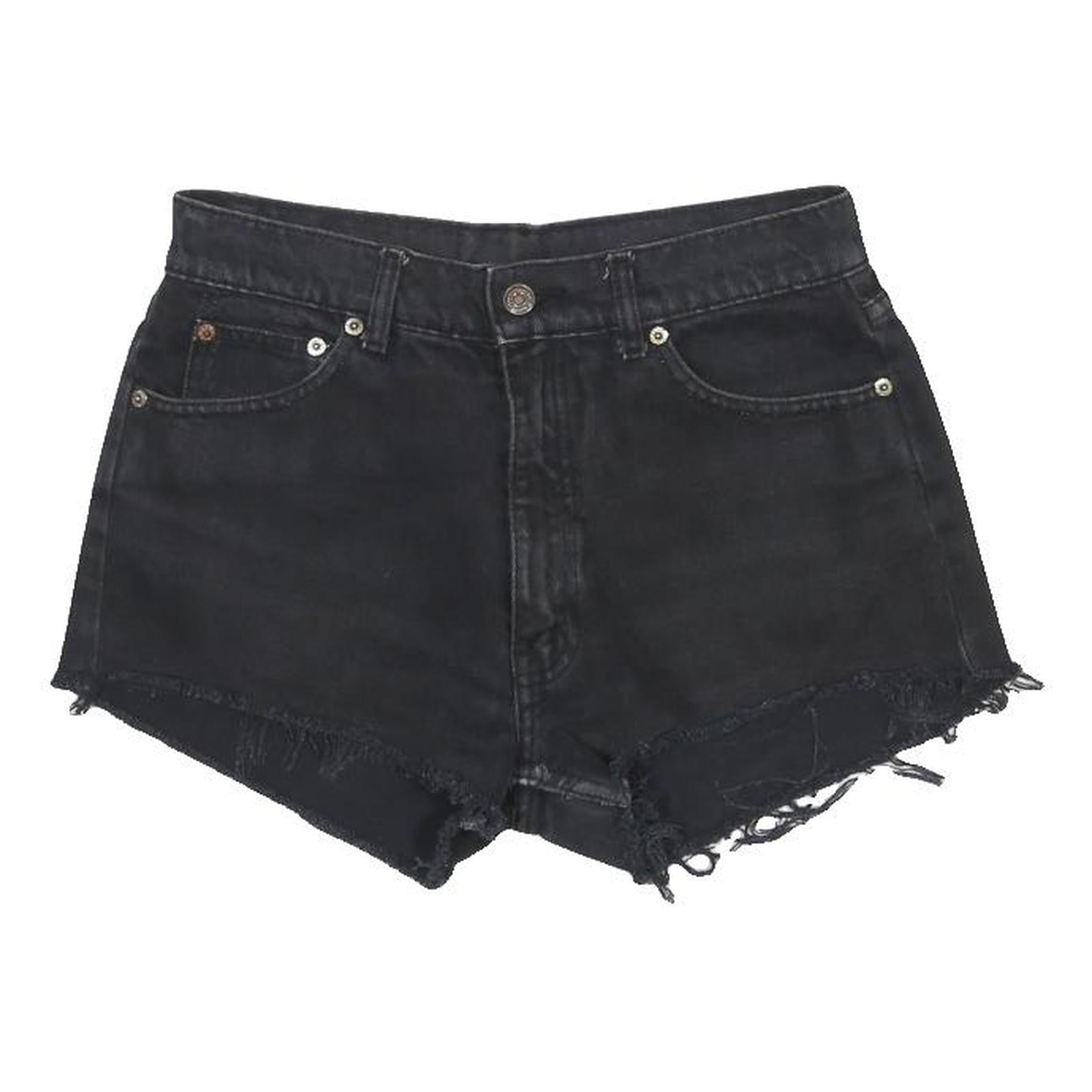LEVI'S Womens Shorts Black Denim Cut-Off M W30 Casual Summer Frayed Hem