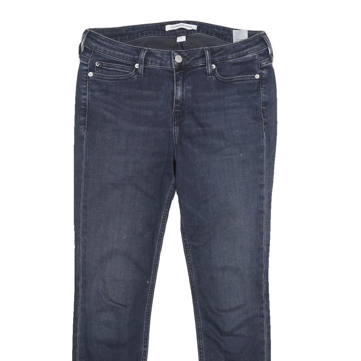 CALVIN KLEIN JEANS Womens Blue Regular Skinny Denim Dark W30 L28 Zip Pocket
