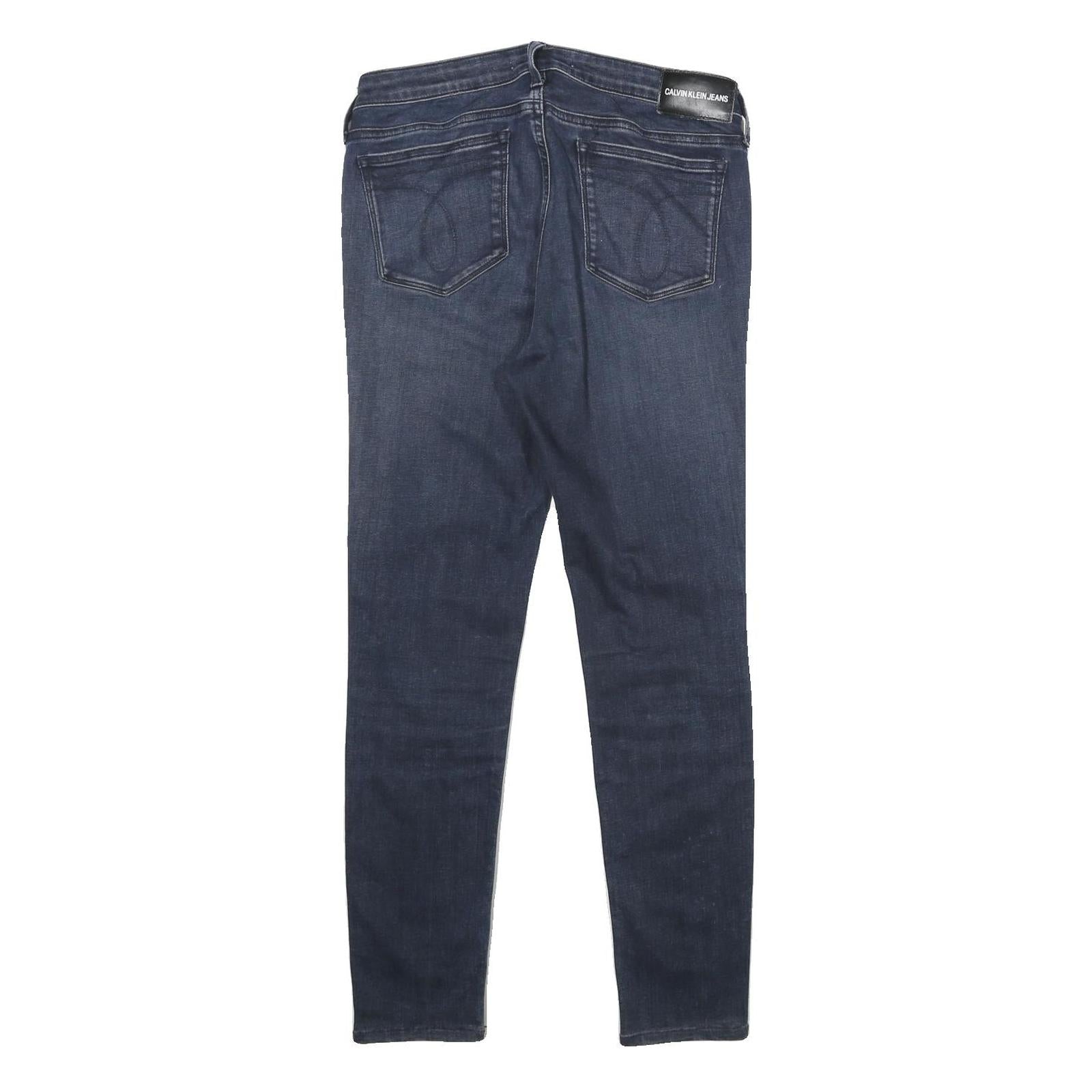 CALVIN KLEIN JEANS Womens Blue Regular Skinny Denim Dark W30 L28 Zip Pocket
