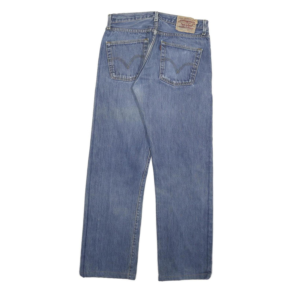 LEVI'S 501 Mens Jeans Blue Regular Straight Denim W30 L30 Button Cotton Blend
