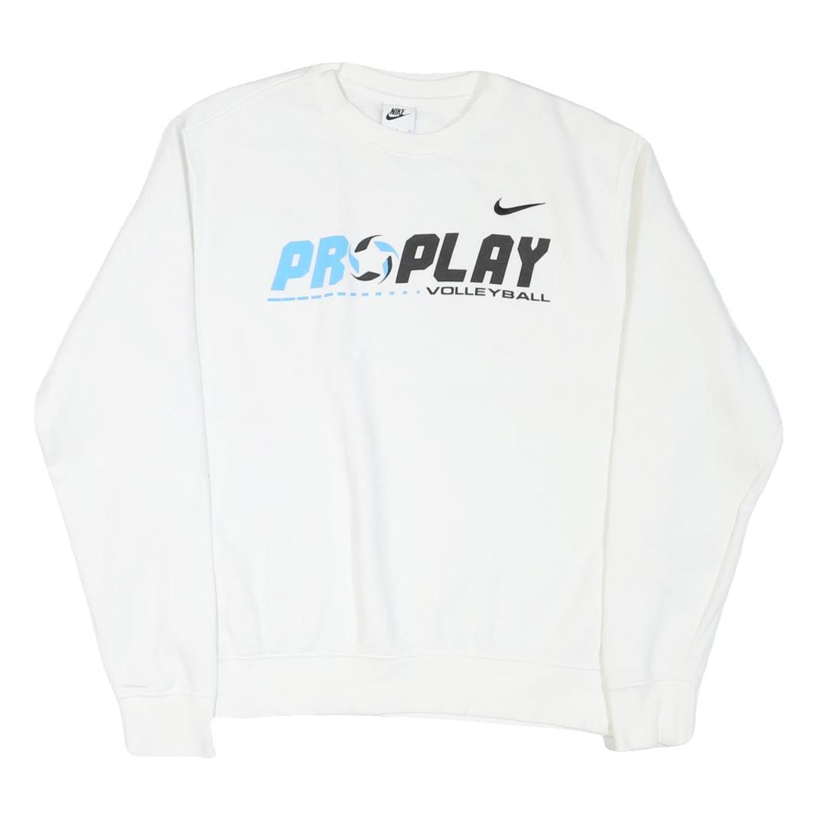 NIKE Mens White Pro Play Volleyball Crew Neck S Cotton Blend Sweatshirt