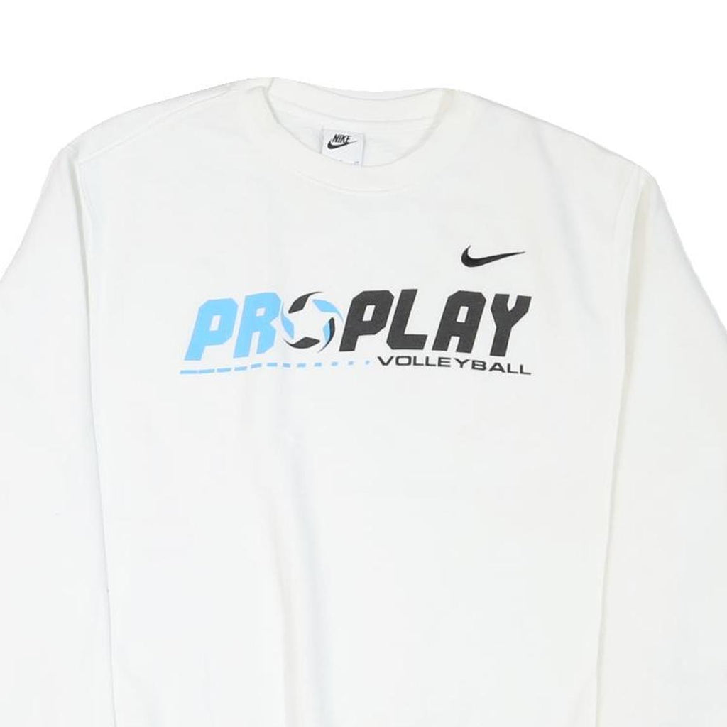 NIKE Mens White Pro Play Volleyball Crew Neck S Cotton Blend Sweatshirt