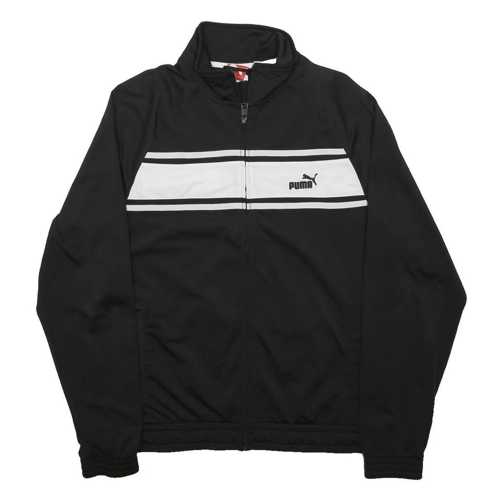PUMA Mens Black & White Athletic Zip Jacket M Cotton Blend Track Sport