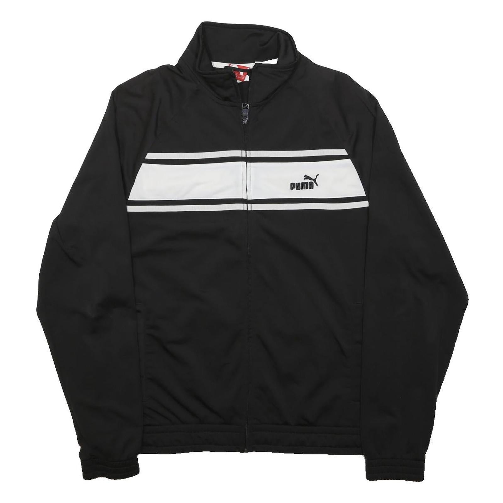 PUMA Mens Black & White Athletic Zip Jacket M Cotton Blend Track Sport
